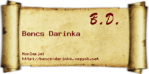 Bencs Darinka névjegykártya